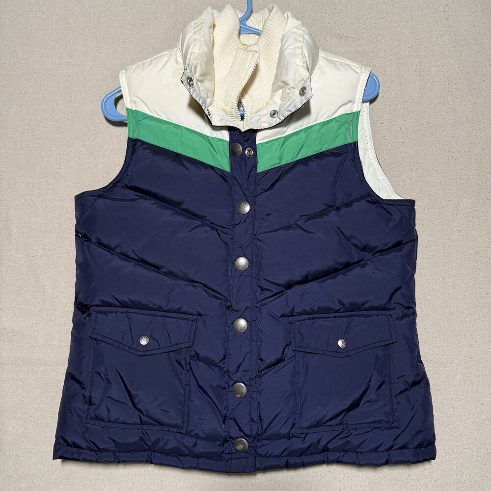 Old Navy Navy, White & Green Puffer Vest